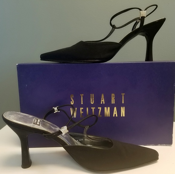 Stuart Weitzman Satin Swarovski Slingbacks - Picture 4 of 8